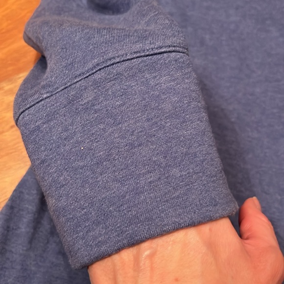 Like new Talbots fleece lined rolled neck blue sweater with gold buttons - Picture 3 of 16